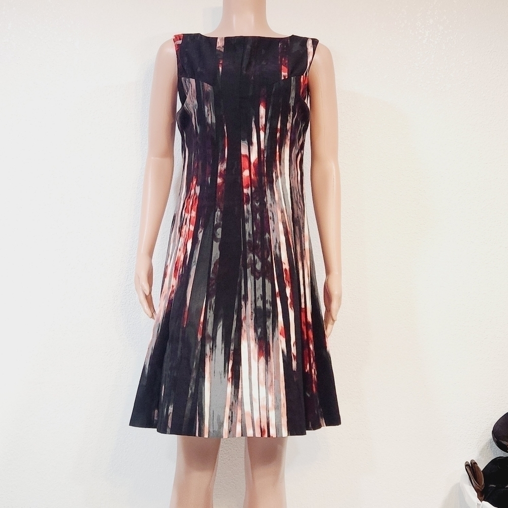 WORTHINGTON Multi-colored Pleated Fit & Flare Dress Size 12